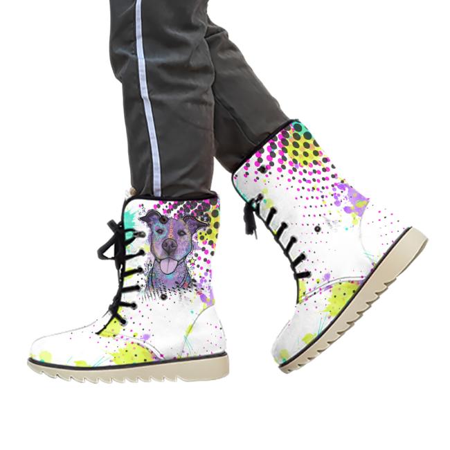 Winterboots mit Hundemotiv Mäusi - gefütterte Winterschuhe, Stiefel, bunt, Grösse 35-44, Mix, Mischling, Staffordshire, Staff, AmStaff, SOKA, Familienhunde